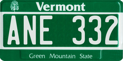 VT license plate ANE332