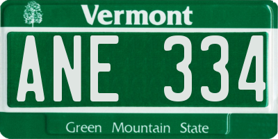 VT license plate ANE334