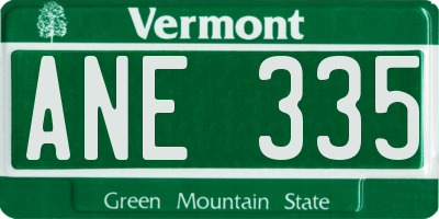 VT license plate ANE335