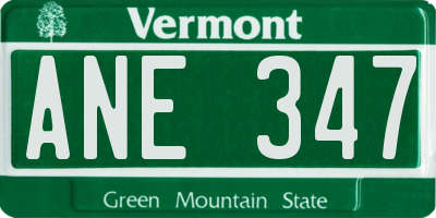 VT license plate ANE347