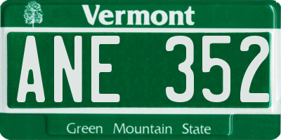 VT license plate ANE352
