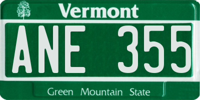 VT license plate ANE355