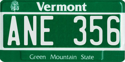VT license plate ANE356
