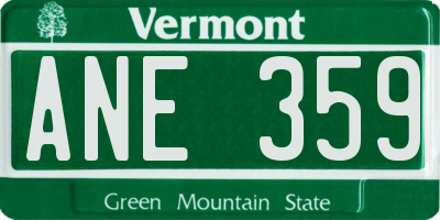 VT license plate ANE359