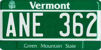 VT license plate ANE362