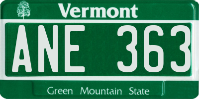 VT license plate ANE363