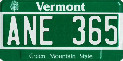 VT license plate ANE365