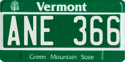 VT license plate ANE366