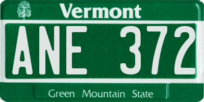 VT license plate ANE372