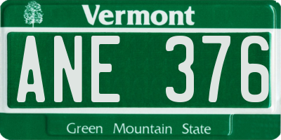 VT license plate ANE376