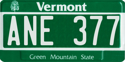 VT license plate ANE377