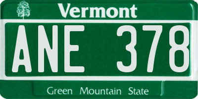 VT license plate ANE378