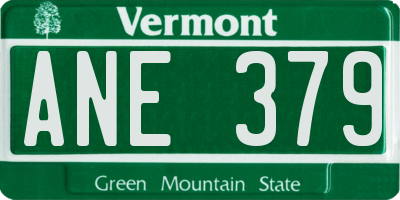 VT license plate ANE379