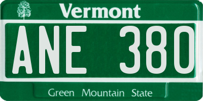 VT license plate ANE380