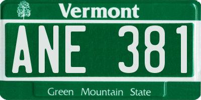 VT license plate ANE381