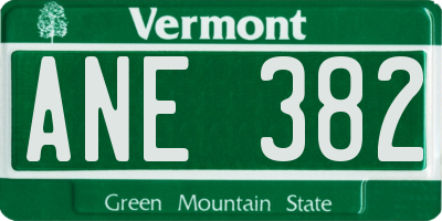 VT license plate ANE382