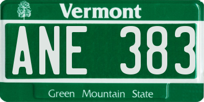 VT license plate ANE383