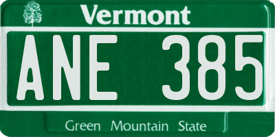 VT license plate ANE385