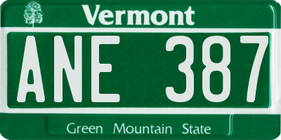 VT license plate ANE387