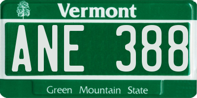 VT license plate ANE388
