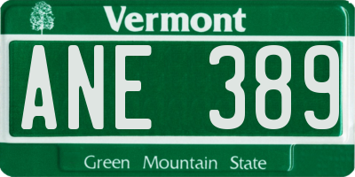 VT license plate ANE389