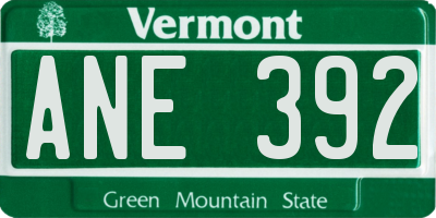 VT license plate ANE392