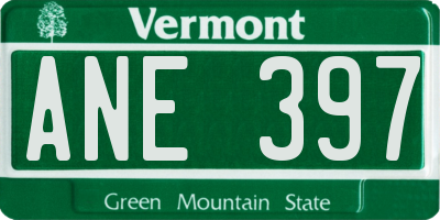 VT license plate ANE397