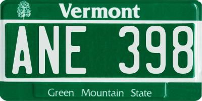 VT license plate ANE398