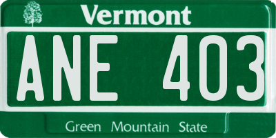 VT license plate ANE403