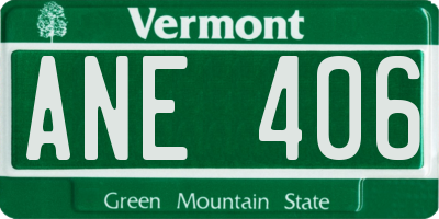 VT license plate ANE406