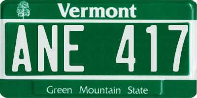 VT license plate ANE417
