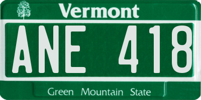 VT license plate ANE418
