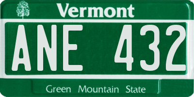 VT license plate ANE432
