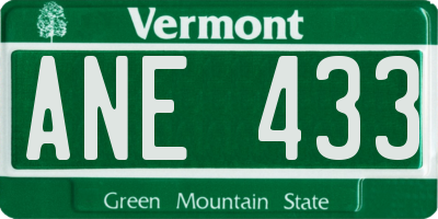 VT license plate ANE433