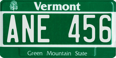 VT license plate ANE456