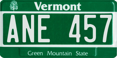 VT license plate ANE457