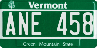 VT license plate ANE458