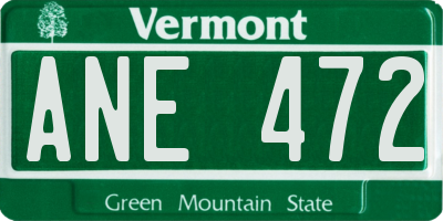 VT license plate ANE472
