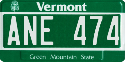 VT license plate ANE474