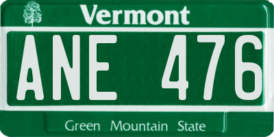 VT license plate ANE476
