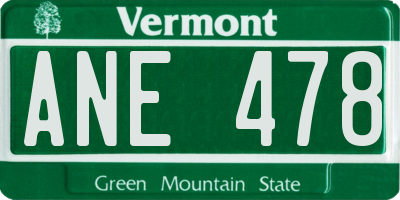 VT license plate ANE478