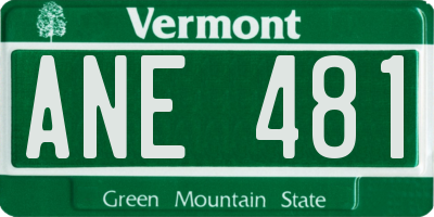 VT license plate ANE481
