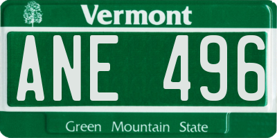 VT license plate ANE496