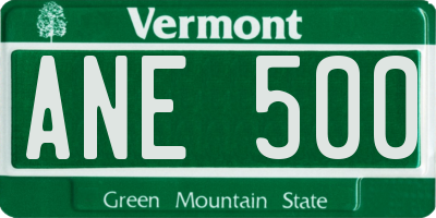 VT license plate ANE500