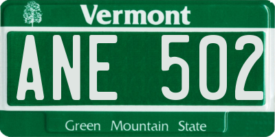 VT license plate ANE502