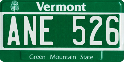 VT license plate ANE526