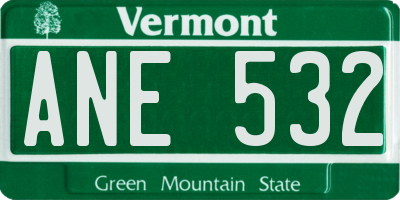 VT license plate ANE532