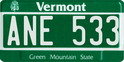 VT license plate ANE533
