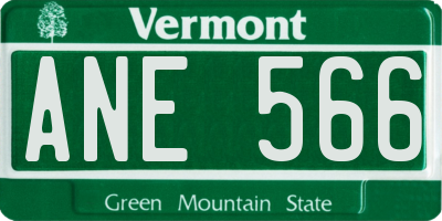 VT license plate ANE566