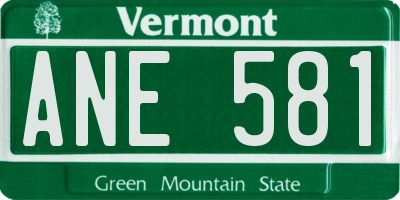 VT license plate ANE581